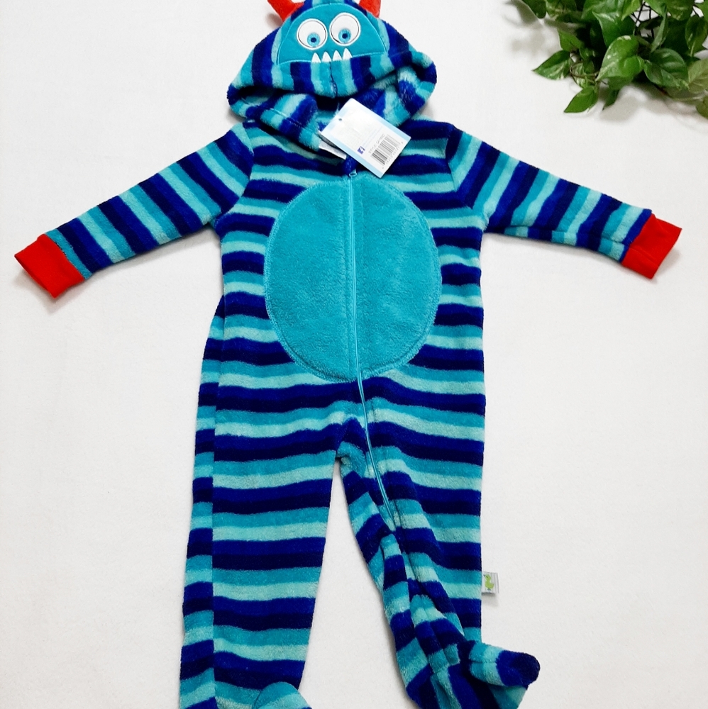 Duck Duck Goose Blue Striped Hoodie One Piece‎ 6-9M